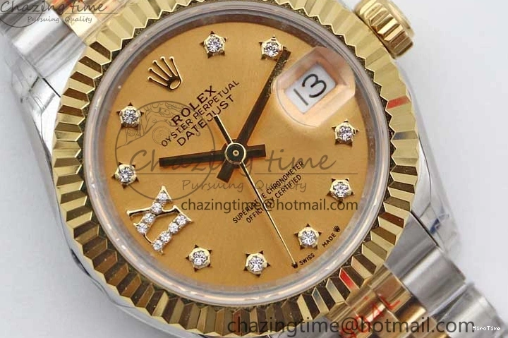 MiroTime 0420 Minimalist Datejust 28mm 279179 SS YG TWF Best Edition Gold Diamonds Markers Dial on SS YG Jubilee Bracelet NH 2141